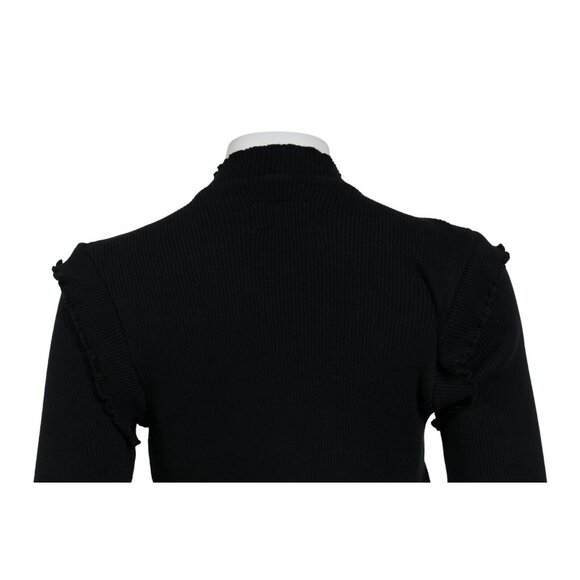 Current/Elliott Womens Ribbed Sweater Medium Navy Black Cotton Long Sleeve - Picture 9 of 12